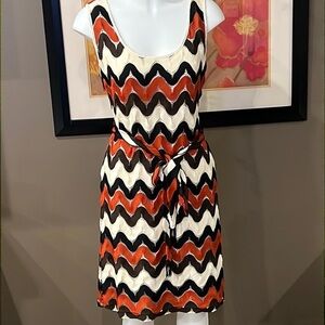 SHARAGANO Textured Flame Stitch Crochet Knit Sheath Dress Size 14